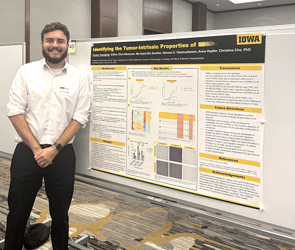 Hunter Youngbear with his poster